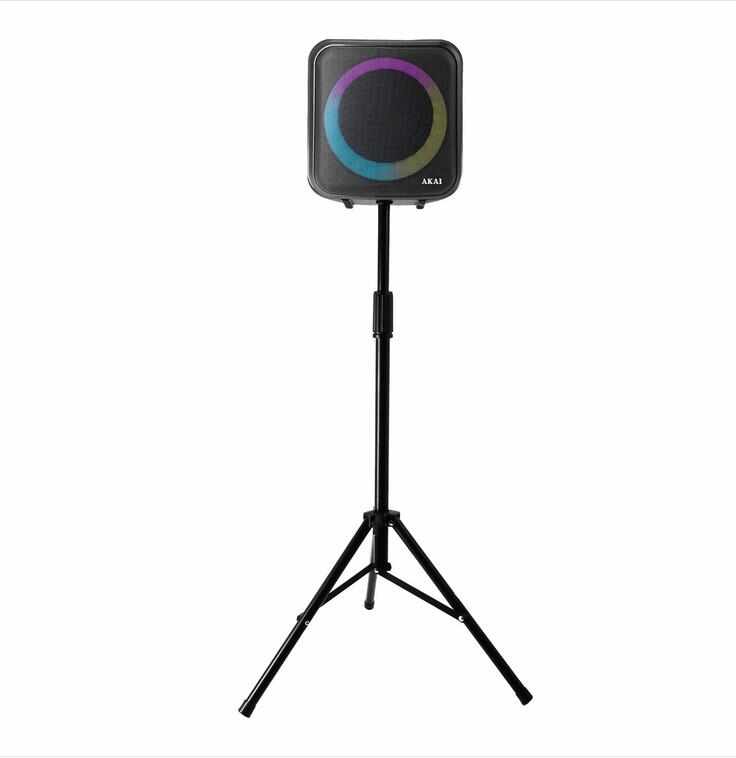 Boxa portabila Akai ABTS-S6, Bluetooth 5.0, putere reala 20W, radio FM, functie Karaoke, lumini dinamice, telecomanda, intrare microfon, difuzor 6.5 , tripod pentru sustinere