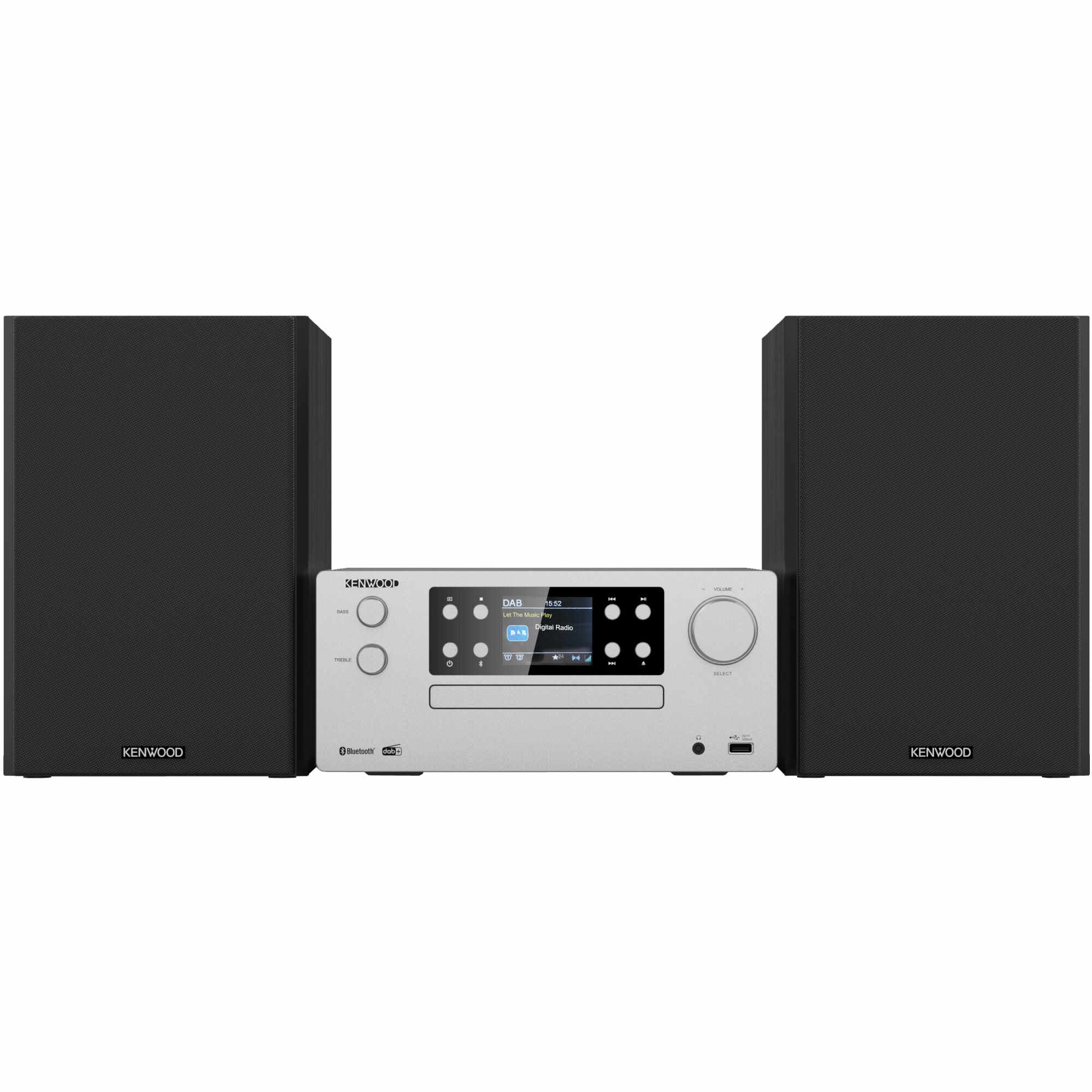 Sistem audio Kenwood M-925DAB-S, DAB+, Bluetooth, CD Player, USB, Negru-argintiu
